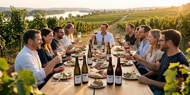 Bữa Tiệc Rượu Vang Ngoài trời tại Vườn nho vùng Rheingau